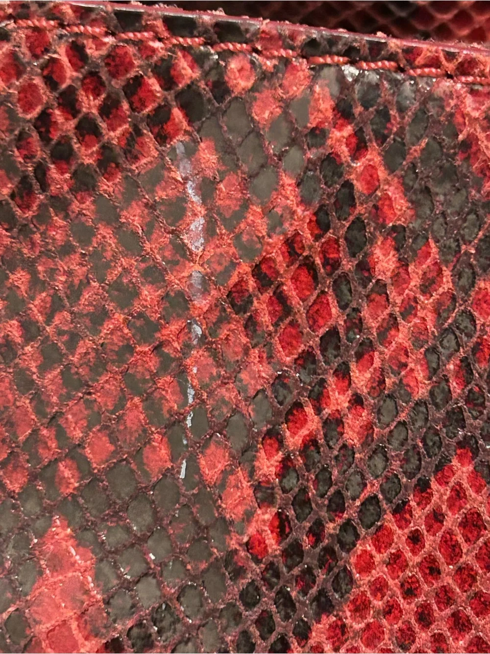 Michael Kors Red and Black Embossed Snake-Print Shoulder Tote with MK Dust Bag - Picture 10 of 15